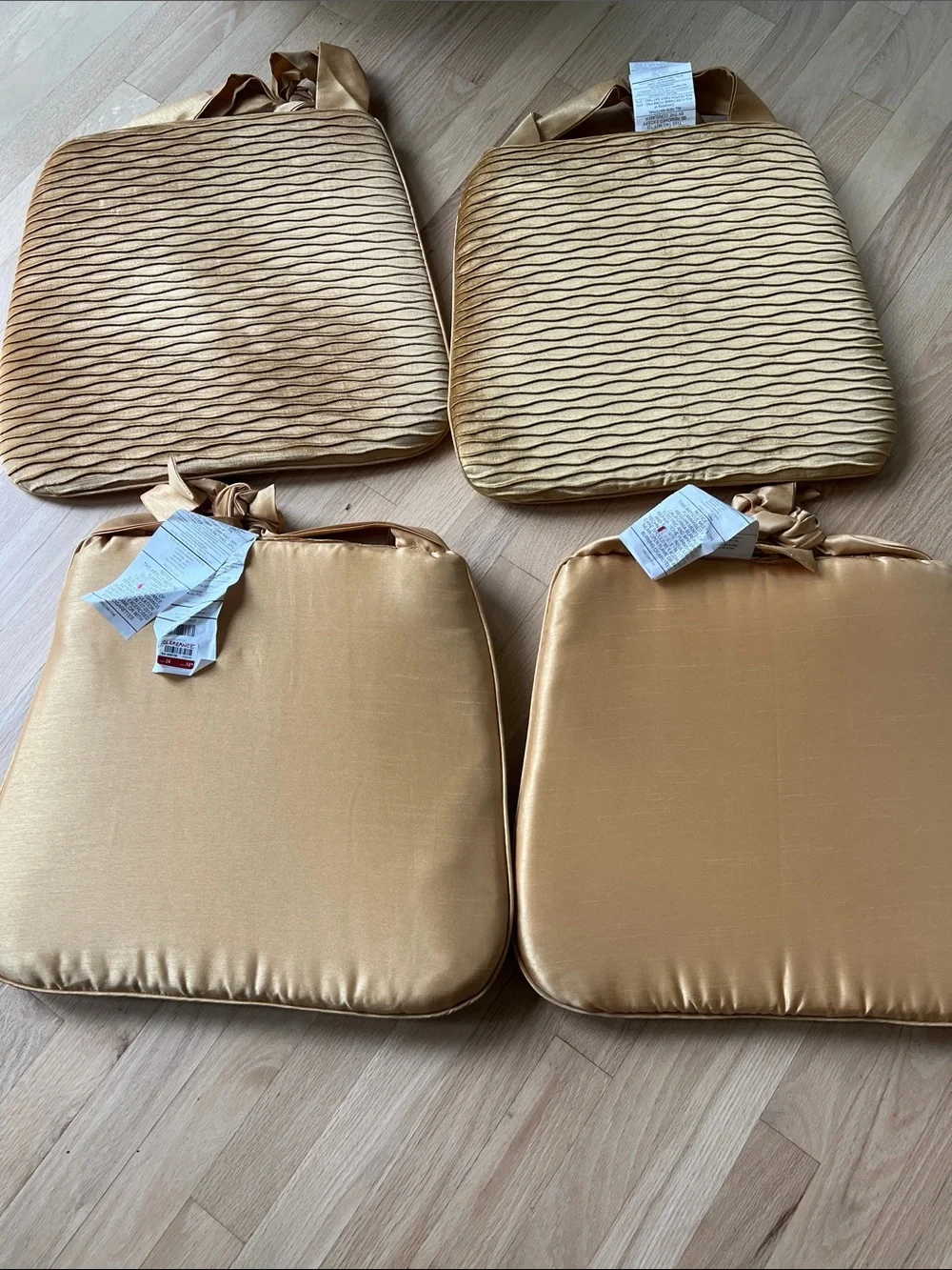 Pier 1 Gold Quilted Wave Seat Cushions - Set of 4